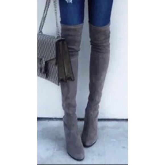 Steve Madden Everley Over the Knee Thigh High BLACK Suede Heel Boots 5 - Picture 7 of 7